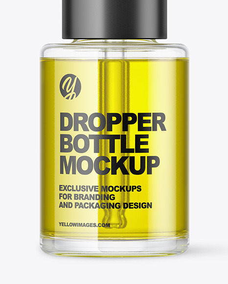 Clear Glass Dropper Bottle with Oil Mockup PSD #7