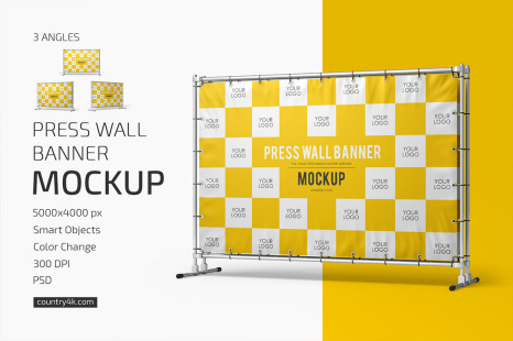 Download Banner Mockup In Indoor Advertising Mockups On Yellow Images Creative Store