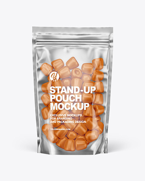 Clear Plastic Stand up Pouch w  Gummies Mockup PSD #2