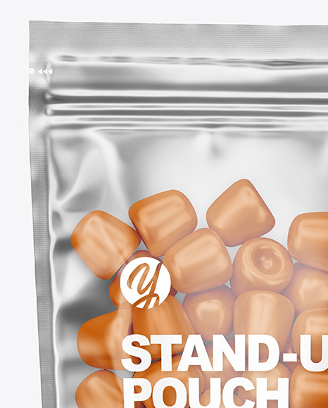 Clear Plastic Stand up Pouch w  Gummies Mockup PSD #6