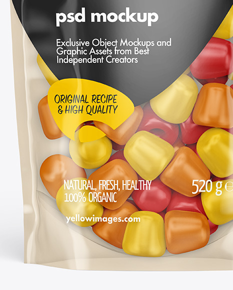 Clear Plastic Stand up Pouch w  Gummies Mockup PSD #7
