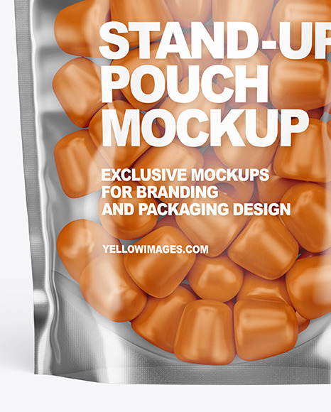 Clear Plastic Stand up Pouch w  Gummies Mockup PSD #5
