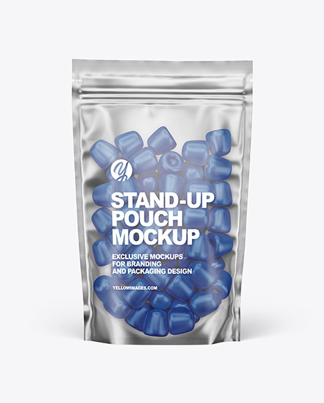 Frosted Plastic Stand up Pouch w  Gummies Mockup PSD #2