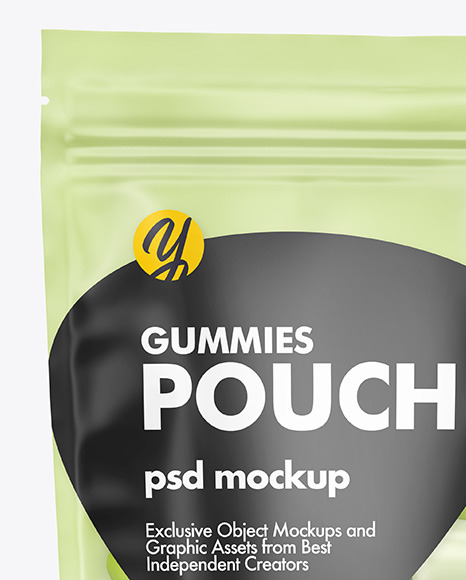 Frosted Plastic Stand up Pouch w  Gummies Mockup PSD #1