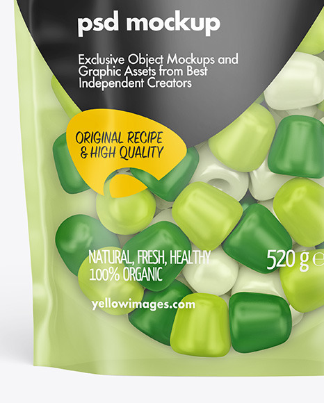 Frosted Plastic Stand up Pouch w  Gummies Mockup PSD #7