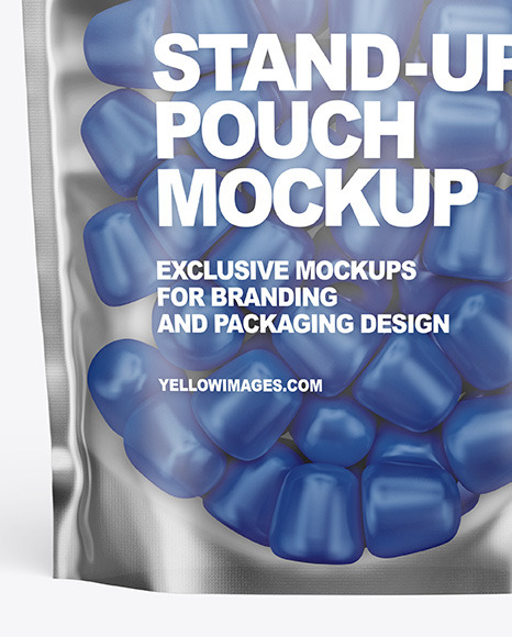 Frosted Plastic Stand up Pouch w  Gummies Mockup PSD #5
