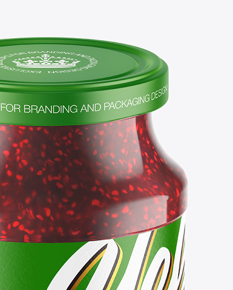 Glass Jar With Raspberry Jam Mockup PSD #1