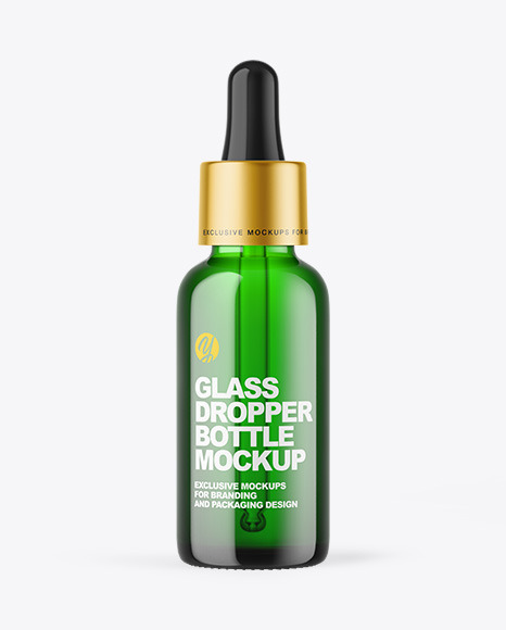 Green Glass Dropper Bottle Mockup