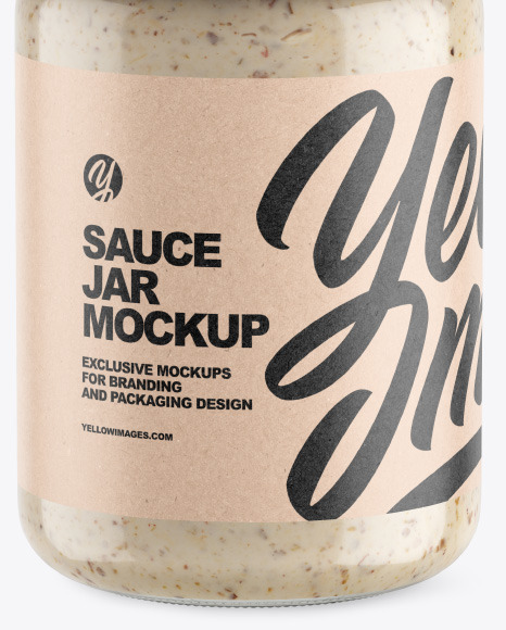 Clear Glass Jar w  Sauce Mockup PSD #6