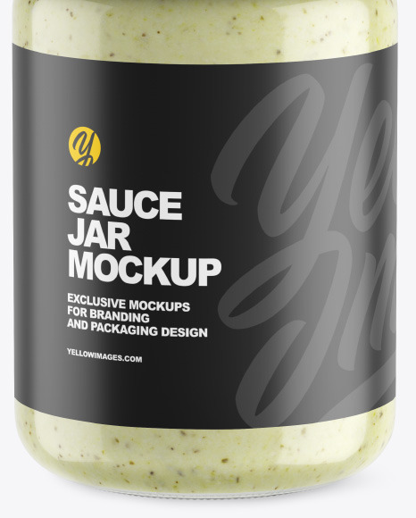 Clear Glass Jar w  Sauce Mockup PSD #1