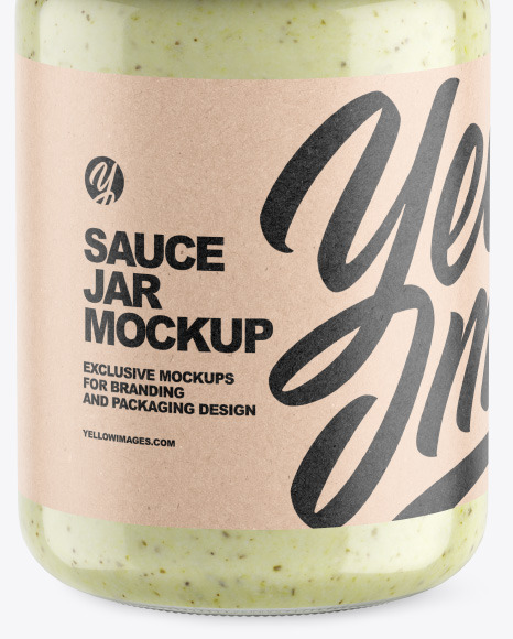 Clear Glass Jar w  Sauce Mockup PSD #6