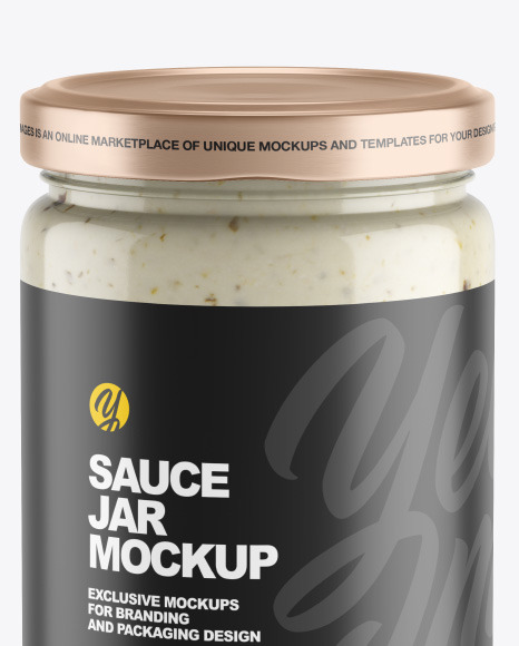 Clear Glass Jar w  Sauce Mockup PSD #2