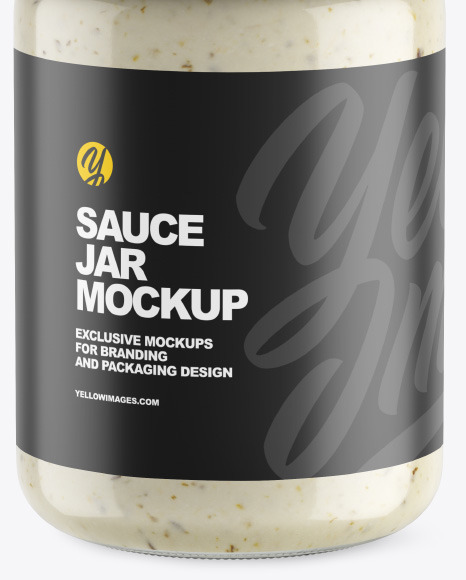 Clear Glass Jar w  Sauce Mockup PSD #1
