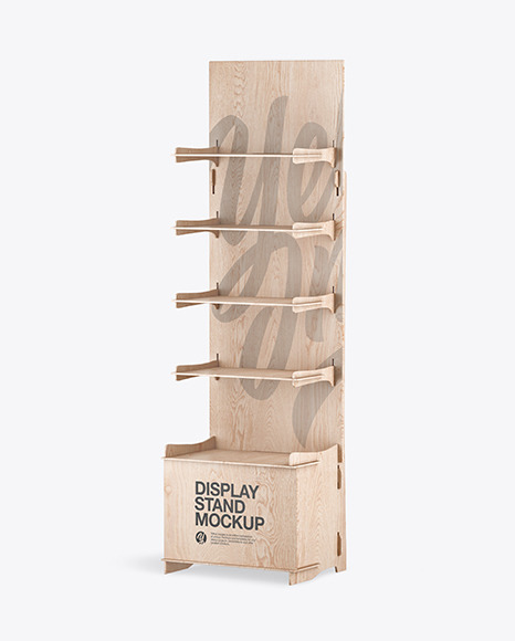 Wooden Display Stand Mockup