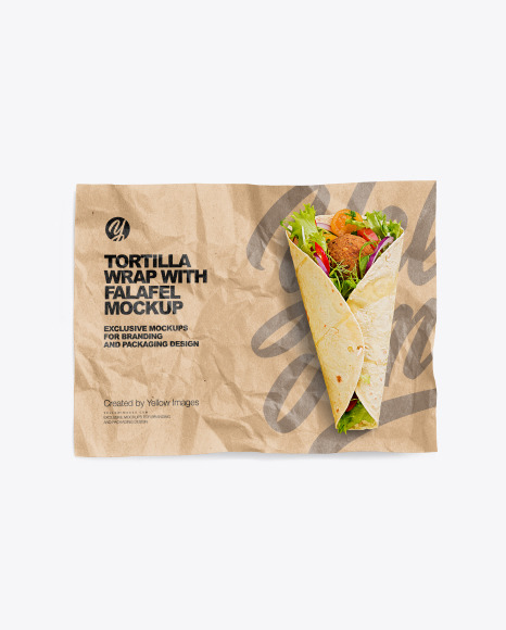 Paper Wrapper With Falafel Tortilla Mockup
