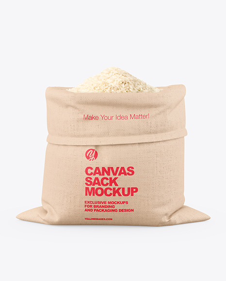 Canvas Sack with Rice Mockup PSD #2