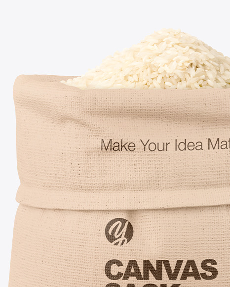 Canvas Sack with Rice Mockup PSD #6