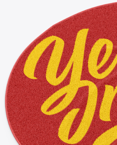 Round Carpet with Shag Pile Mockup PSD #2