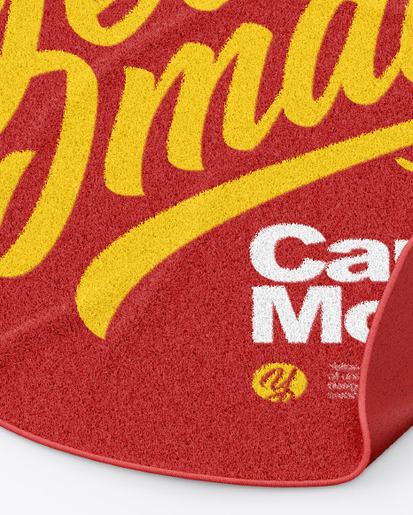 Round Carpet with Shag Pile Mockup PSD #1