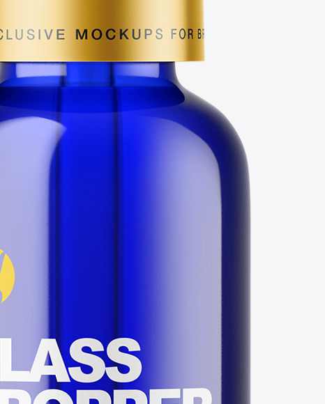 Blue Glass Dropper Bottle Mockup PSD #1