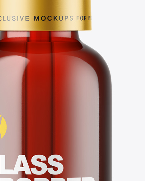 Dark Amber Glass Dropper Bottle Mockup PSD #1