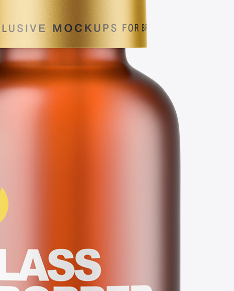 Frosted Amber Glass Dropper Bottle Mockup PSD #1