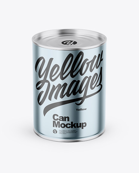 Download Glossy Metallic Can W Matte Label Mockup In Can Mockups On Yellow Images Object Mockups