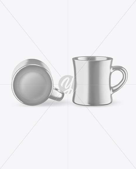 Two Metallic Mugs Mockup PSD #1