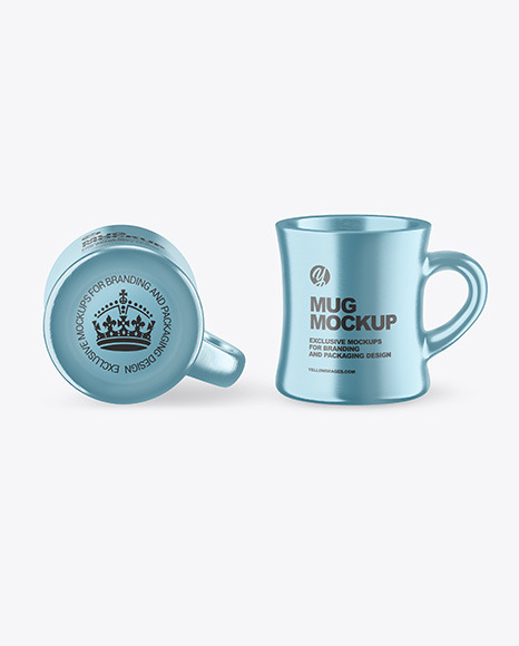 Two Metallic Mugs Mockup PSD #2