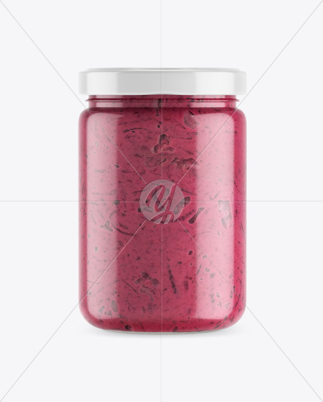 Free Clear Glass Jar w/ Beet Sauce Mockup PSD Mockups