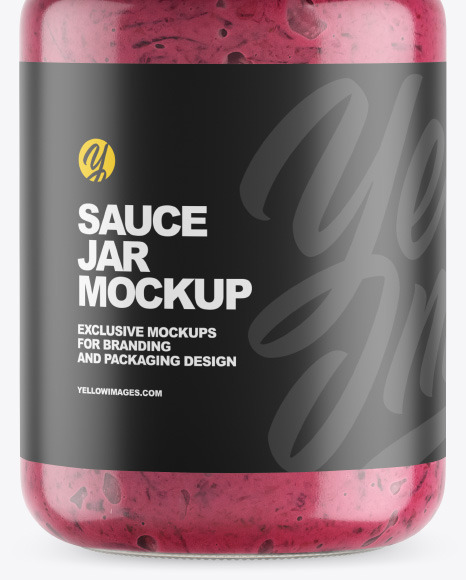 Clear Glass Jar w  Beet Sauce Mockup PSD #1