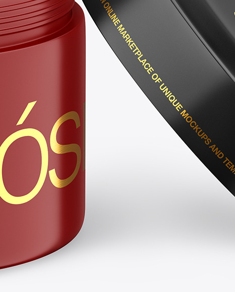 Opened Matte Cosmetic Jar Mockup PSD #1