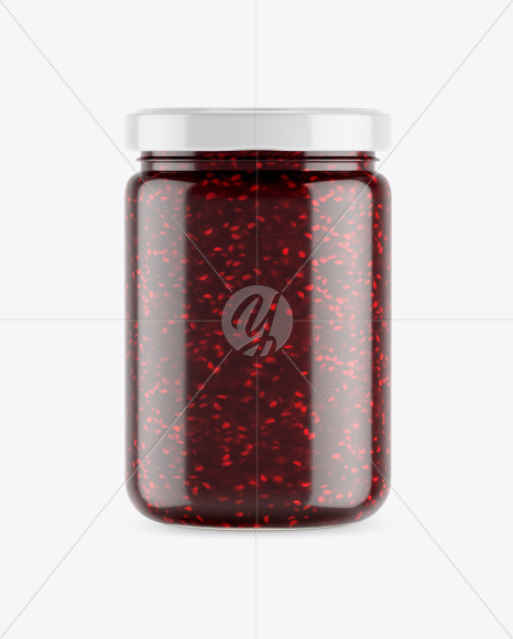 Free Clear Glass Jar w/ Raspberry Jam Mockup PSD Mockups