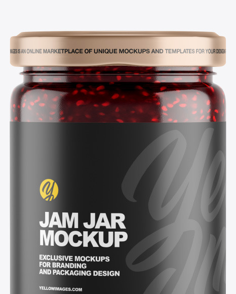Clear Glass Jar w  Raspberry Jam Mockup PSD #2