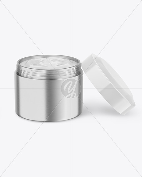 Opened Metallic Cosmetic Jar Mockup PSD #1