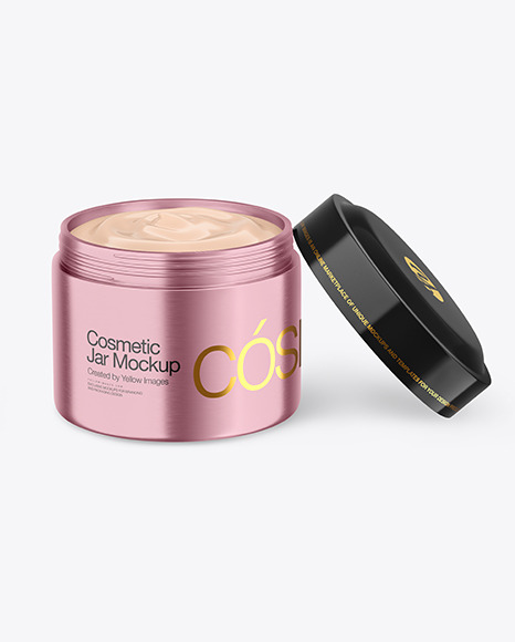 Download Opened Metallic Cosmetic Jar Mockup In Stationery Mockups On Yellow Images Object Mockups