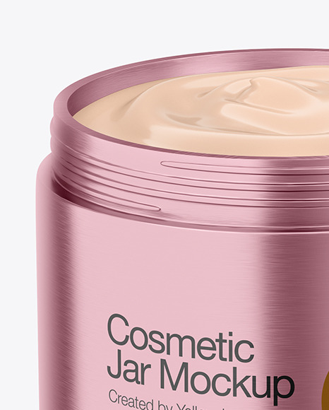 Opened Metallic Cosmetic Jar Mockup PSD #3