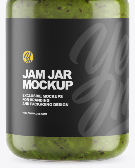 Clear Glass Jar w  Kiwi Jam Mockup PSD #1