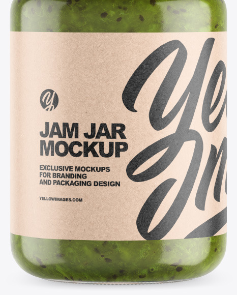 Download Clear Glass Jar W Kiwi Jam Mockup In Jar Mockups On Yellow Images Object Mockups