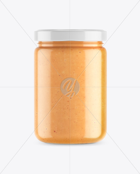 Free Clear Glass Jar w/ Peanut Butter Mockup PSD Mockups