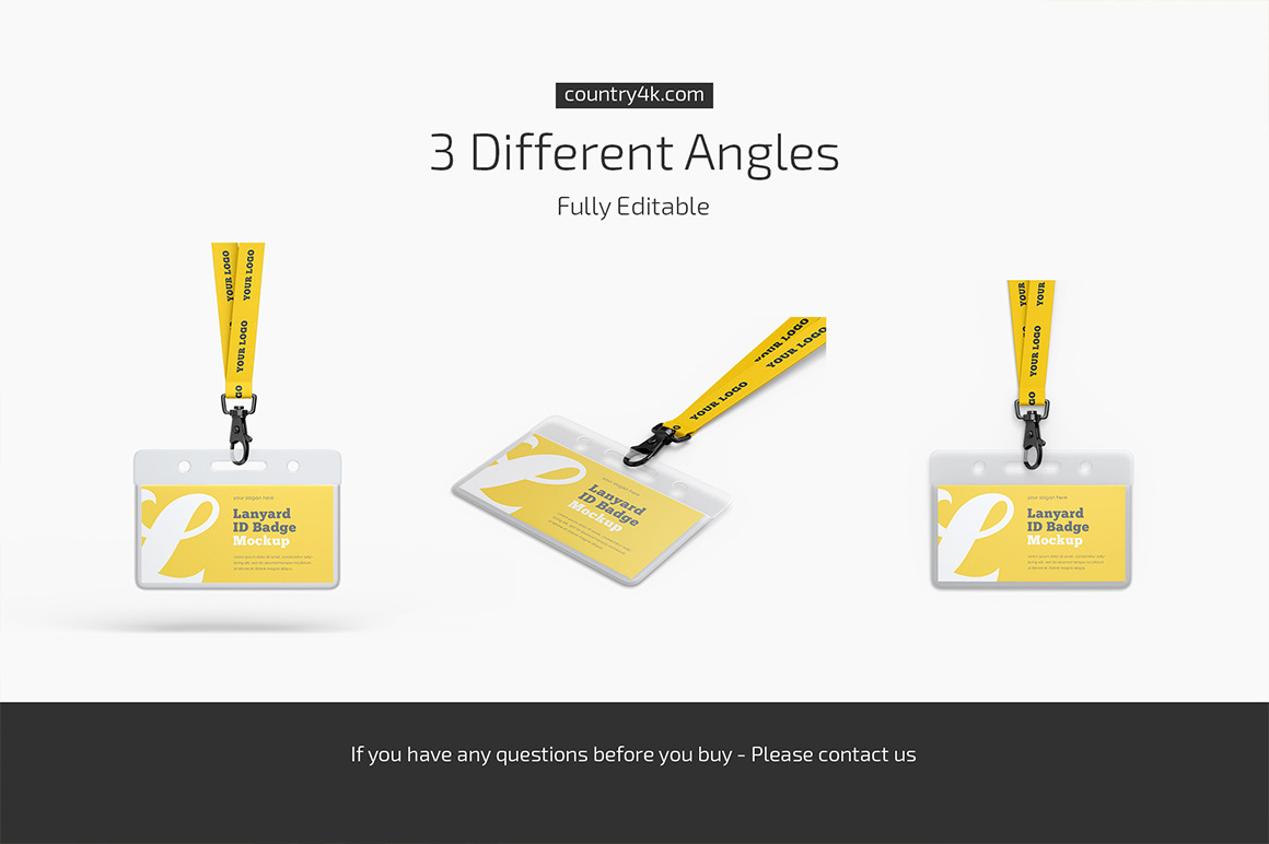 Lanyard ID Badge Mockup Set on Yellow Images Creative Store