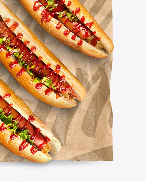 Paper Wrapper With Hot Dogs Mockup PSD #1