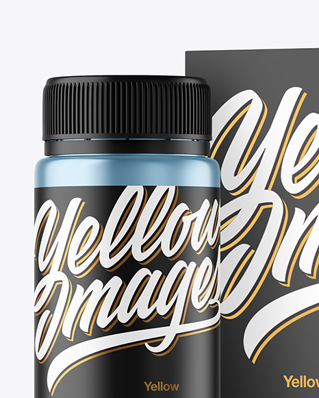 Metallic Plastic Bottle with Box Mockup PSD #6