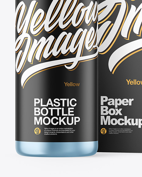 Metallic Plastic Bottle with Box Mockup PSD #7