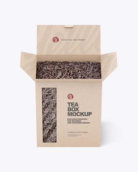 Kraft Paper Box with Tea Mockup
