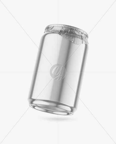 250ml Glossy Metallic Drink Can w/ Foil Lid Mockup