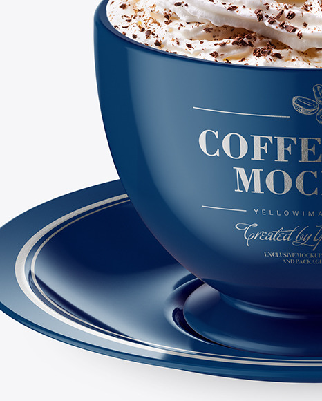 Glossy Coffee Cup w  Plate Mockup PSD #2