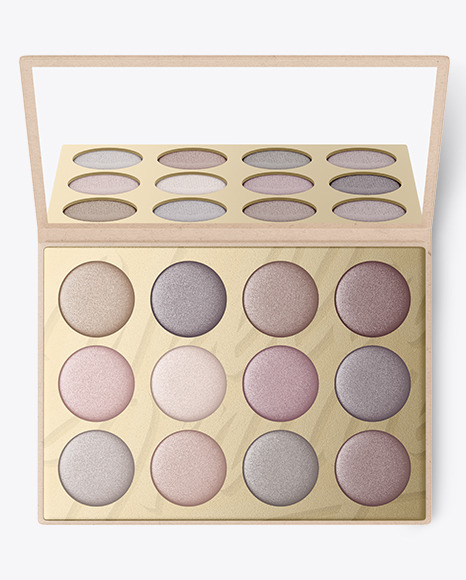 Eyeshadow Palette with Kraft Paper Box Mockup PSD #1