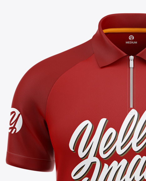 Raglan Zip Polo Shirt Mockup PSD #1