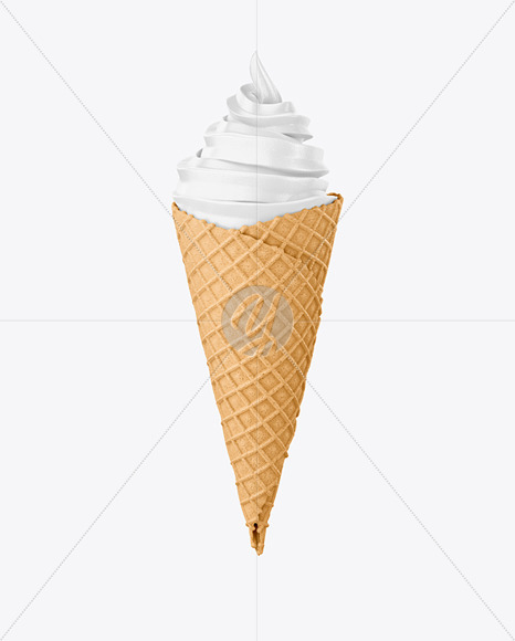 Download Ice Cream Cone With Waffle Mockup Front View In Packaging Mockups On Yellow Images Object Mockups